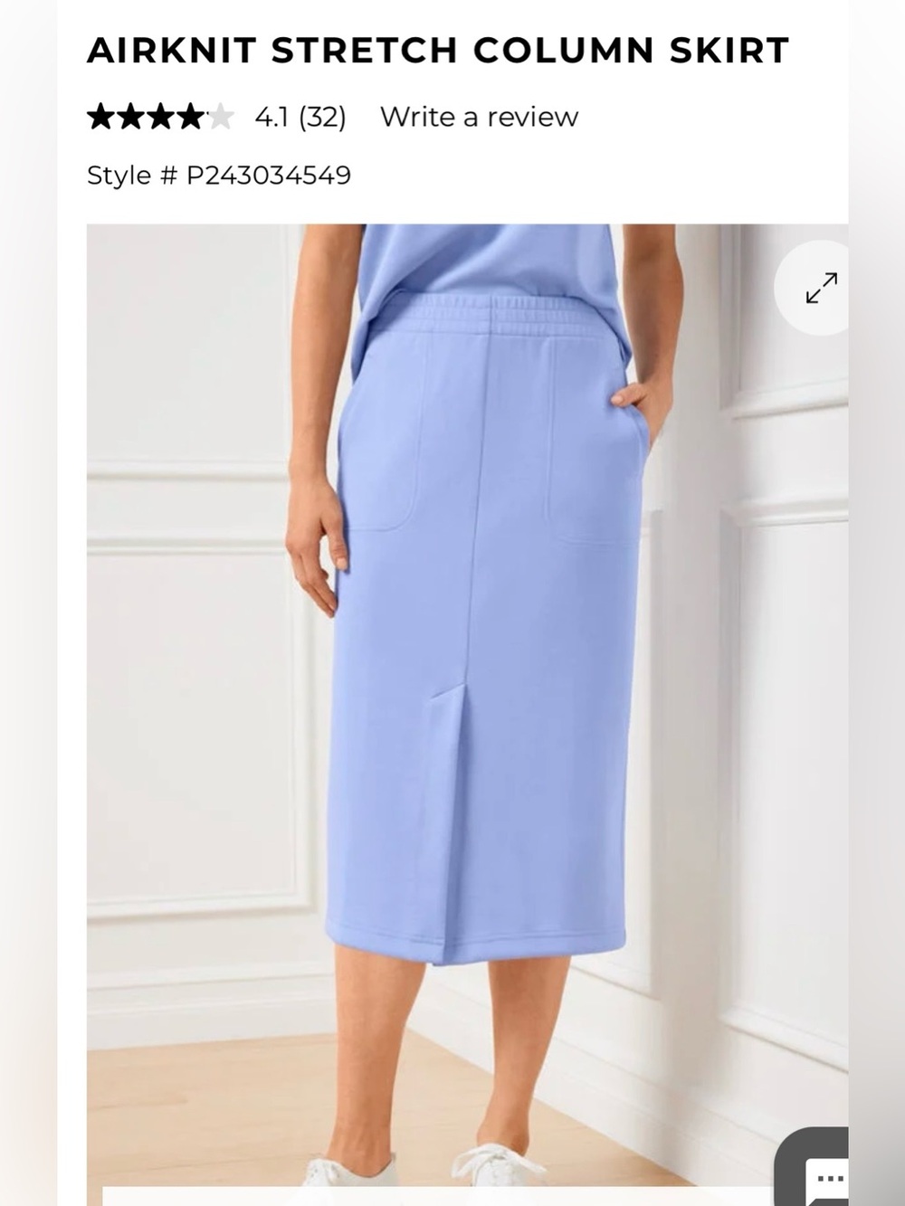 Talbots Airknit Stretch Column Skirt in Periwinkle Blue size L NWT